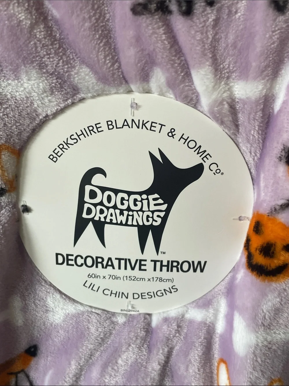 Doggie drawings Lili Chin lavender throw